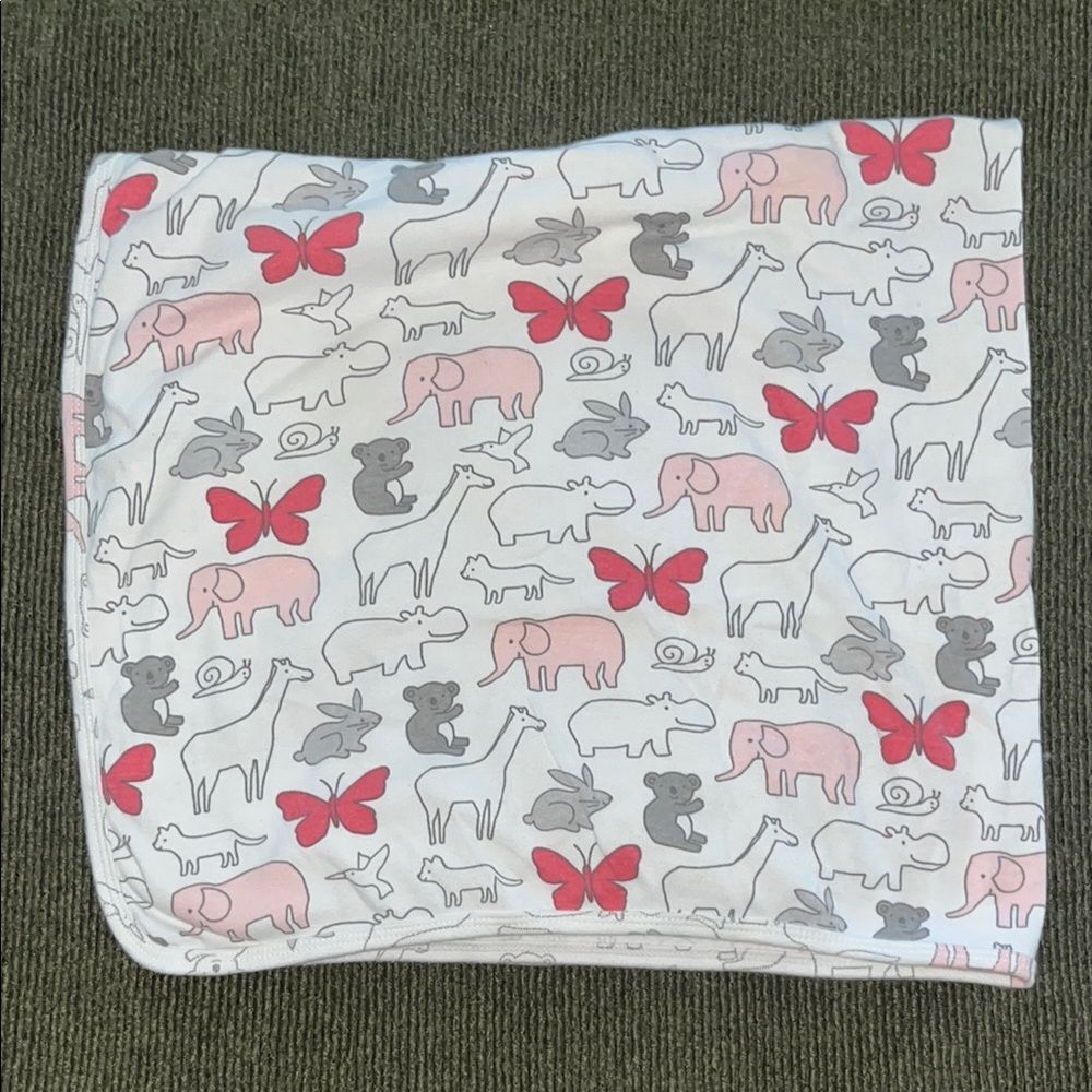 Animal Print Receiving Blanket - Pink and Gray - Picture 1 of 6